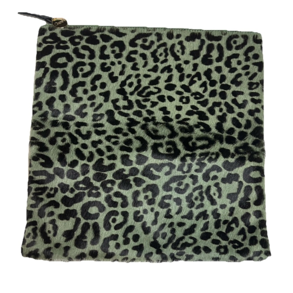 Clare V. Leopard Print Calf Hair Fold Over Zip Clutch - Picture 2 of 6